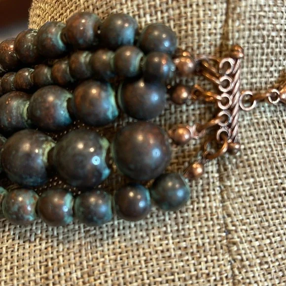 Multi Strand Patina Beaded Ajustable Necklace - Picture 4 of 9